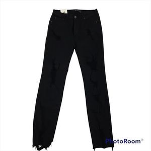 NWT American Bazi Skinny High Rise Jeans Black Sz 7 Distressed Destroyed